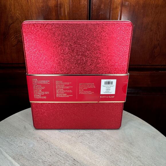 Glitz & Glam 11-Piece Full Face Brush Set Red Rhinestone Handles + Sponges NEW - Picture 9 of 16